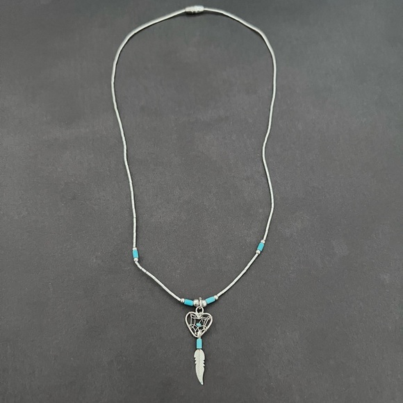 Heart-Shaped Dreamcatcher Turquoise Necklace - Picture 2 of 3